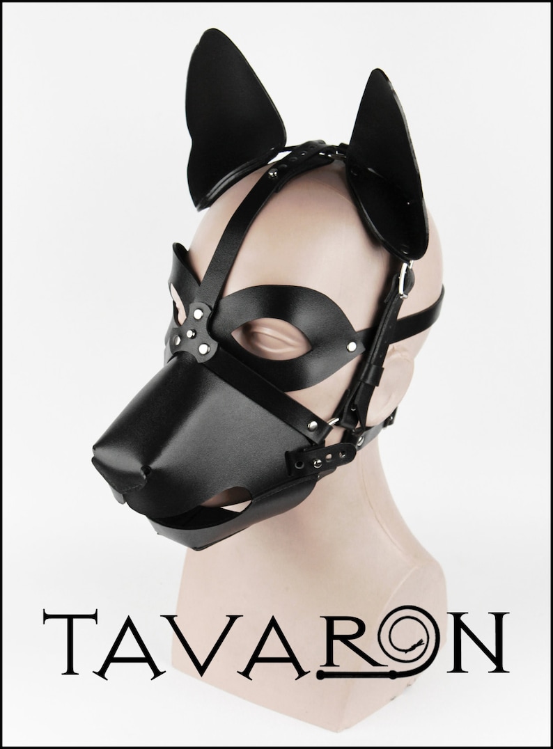 Leather dog mask, puppy mask, petplay mask, pet play hood image 4