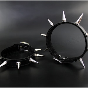 Leather spiked collar, spiked choker, leather punk collar