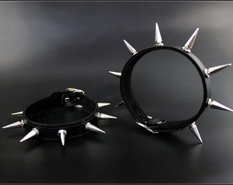 Leather spiked collar, spiked choker, collar with spikes