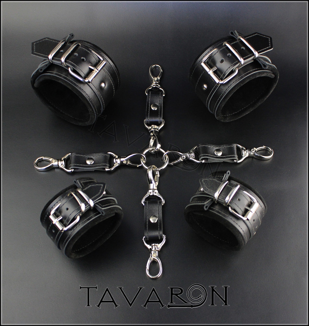 Unisex Bondage Restraints White Leather Heavy Duty Padded Set of 5 Lockable - REST5 - WHT main image 1