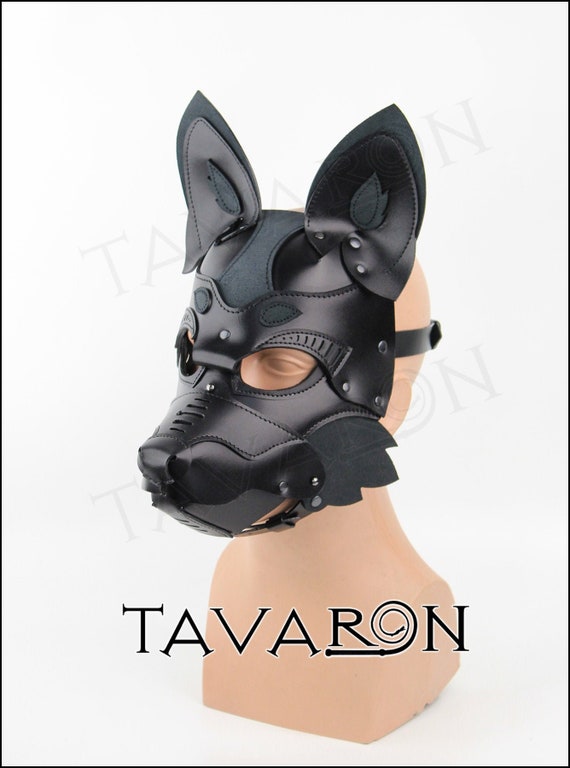 Black Leather Fox Leather Mask Dog Mask Etsy
