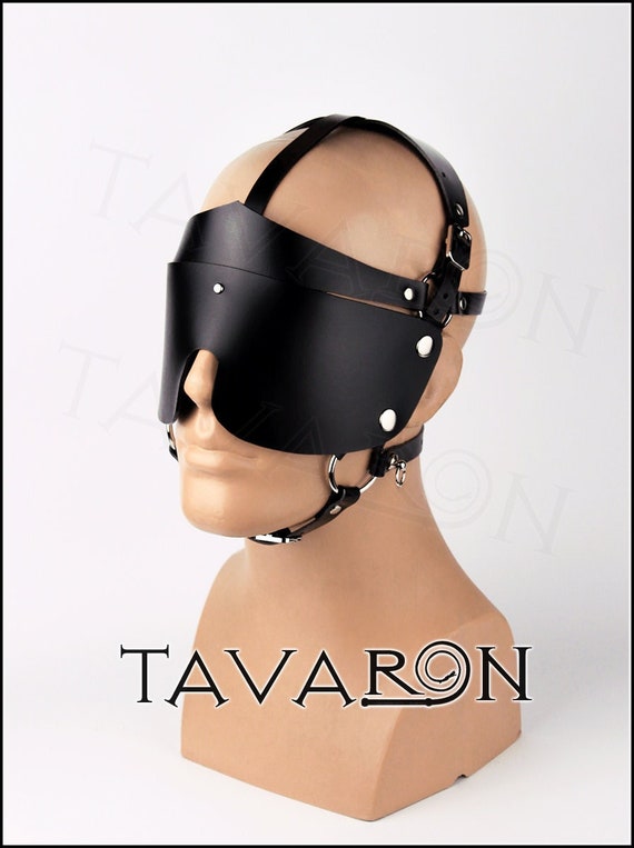Leather blindfold mask, leather harness