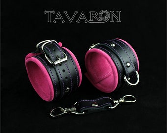 Leather restraints, leather bondage set, leather handcuffs