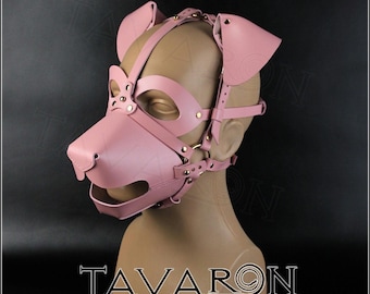 Leather dog mask, puppy mask, pet play mask, pet play hood