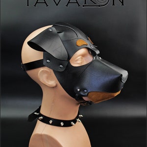 Rottweiler leather mask, leather dog mask, dog hood, pet play hood, puppy mask