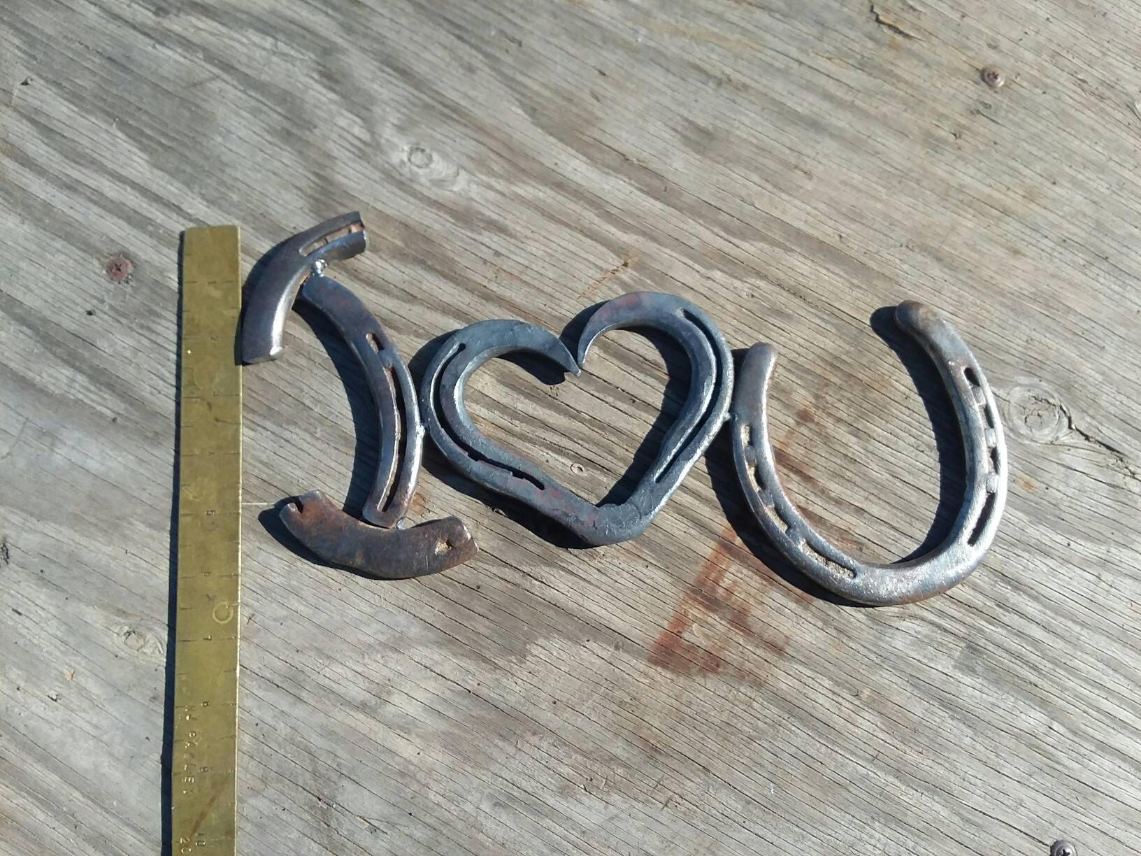 Forged I Love You Horseshoe Sign 2