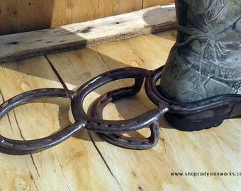 Hand made Custom Boot Jack from Upcycled Horseshoes - FAST and FREE Shipping!