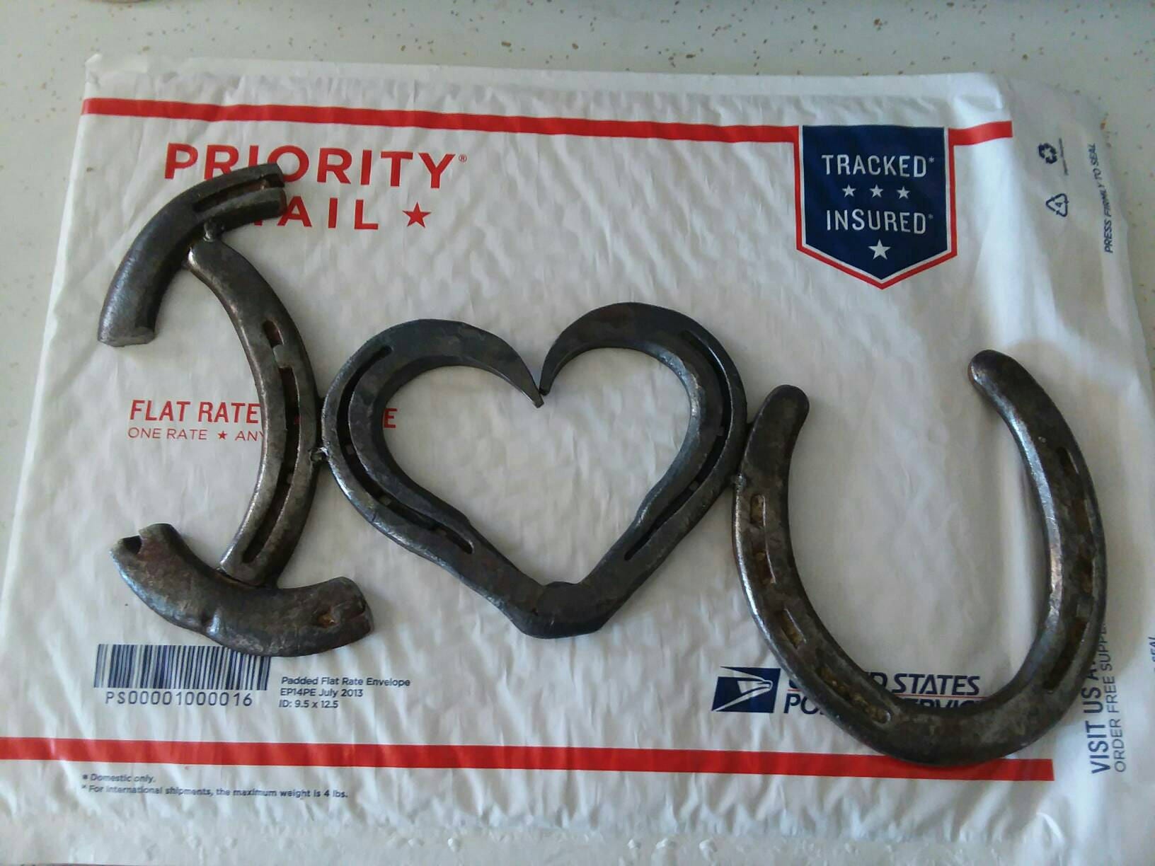 Forged I Love You Horseshoe Sign 3