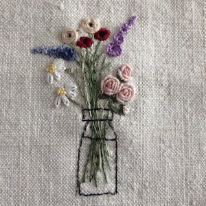 Flowers in a Jam Jar pdf embroidery pattern