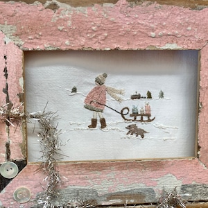 Girl in the snow PDF embroidery pattern