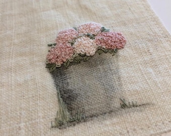 Bucket and trough of Hydrangeas pdf embroidery pattern