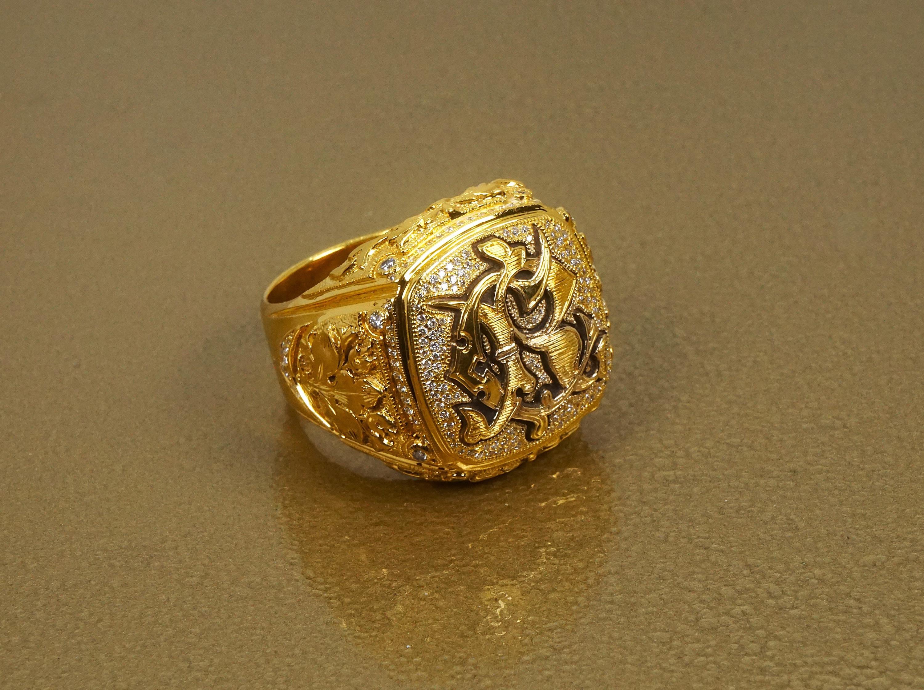 Heavy Design Rings Very Big and Heavy Monogram Ring. - Etsy