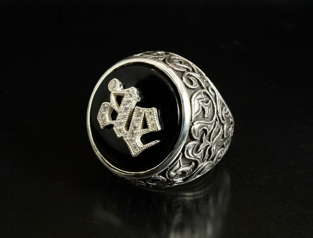Very Big Ring Signed Ring Monogram Ring Big Round Ring 925 Etsy