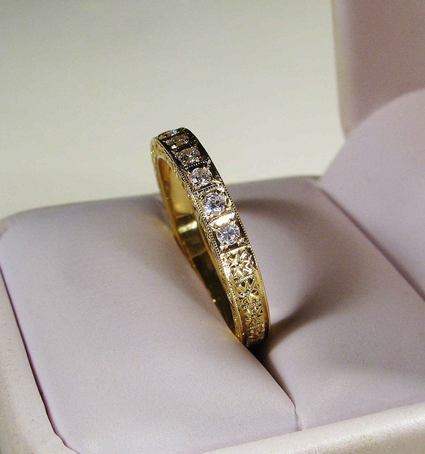 Hand Engraving 18K Gold Ring Old Fashioned Ring Etsy