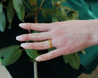 Art Deco Band Ring - Hand Engraved Band Ring - Gold - 14K - 18K - Personalised Ring