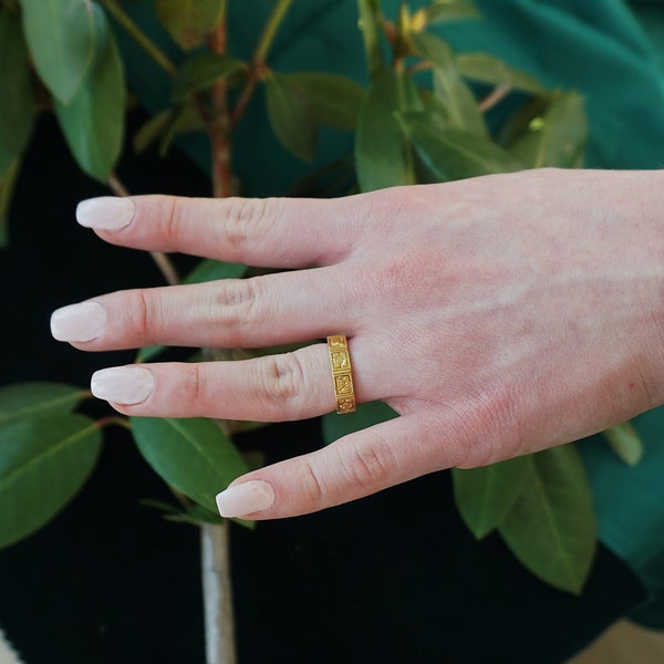 Art Deco-bandring - Handgraverad bandring - Guld - 14K - 18K - Personlig ring