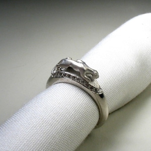Panther Ring - 14K White Gold Ring -  Panther - Diamonds -  Old Fashioned Ring