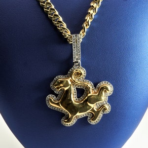 Tiger Pendant, White Gold-Yellow Gold combo, 14K Gold