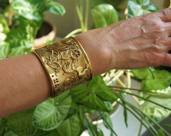 Ancient Gold Bracelet - Gold Massive Bracelet - Extra Heavy Gold Bracelet - Babylon Bracelet - Assyria Bracelet- 14K Gold - 18K Gold