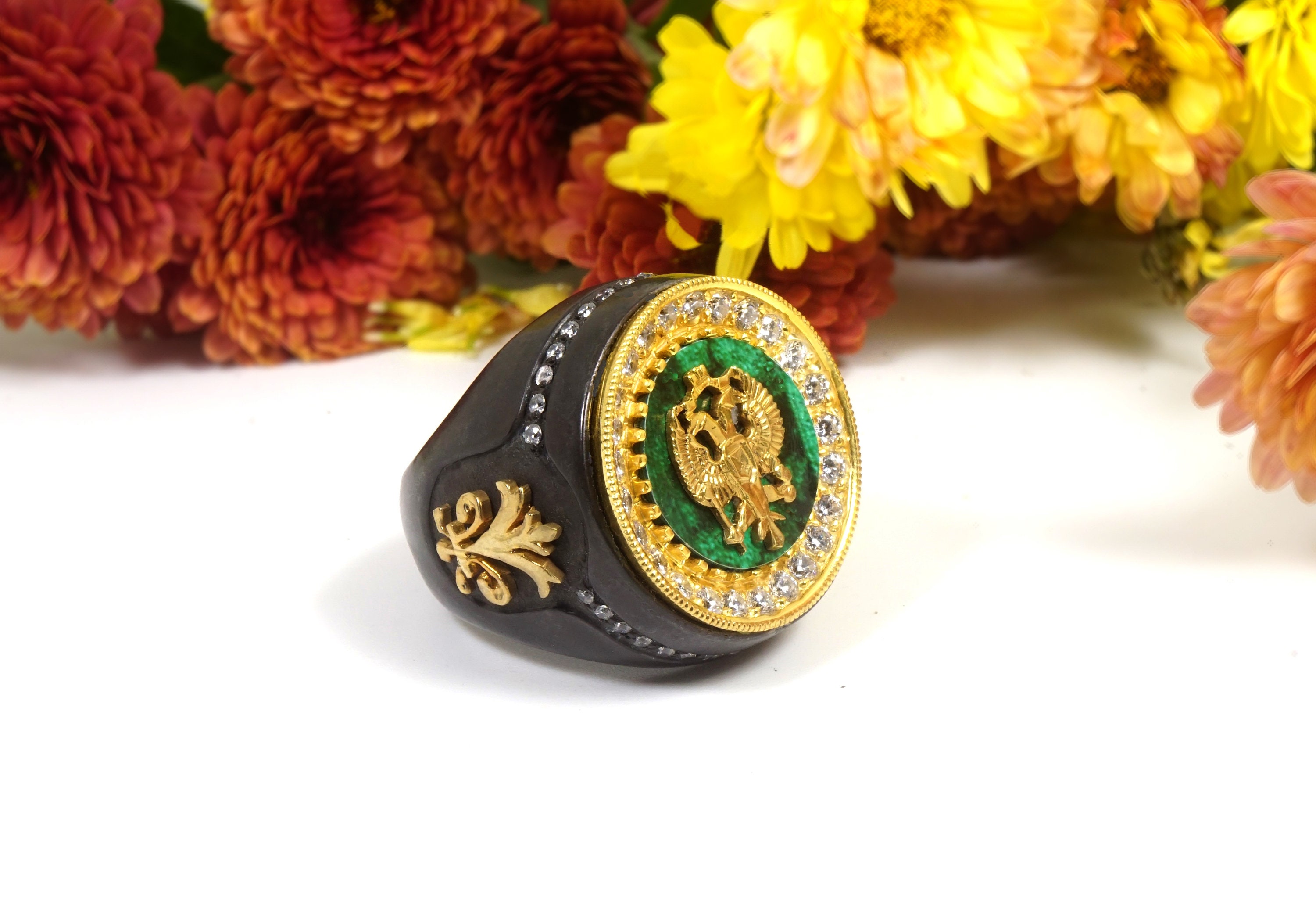 Large Cheap Men's Rings Coin Ring, Big Men Ring, Heavy Ring, Round Ring, 18K Gold 925 Silver ...