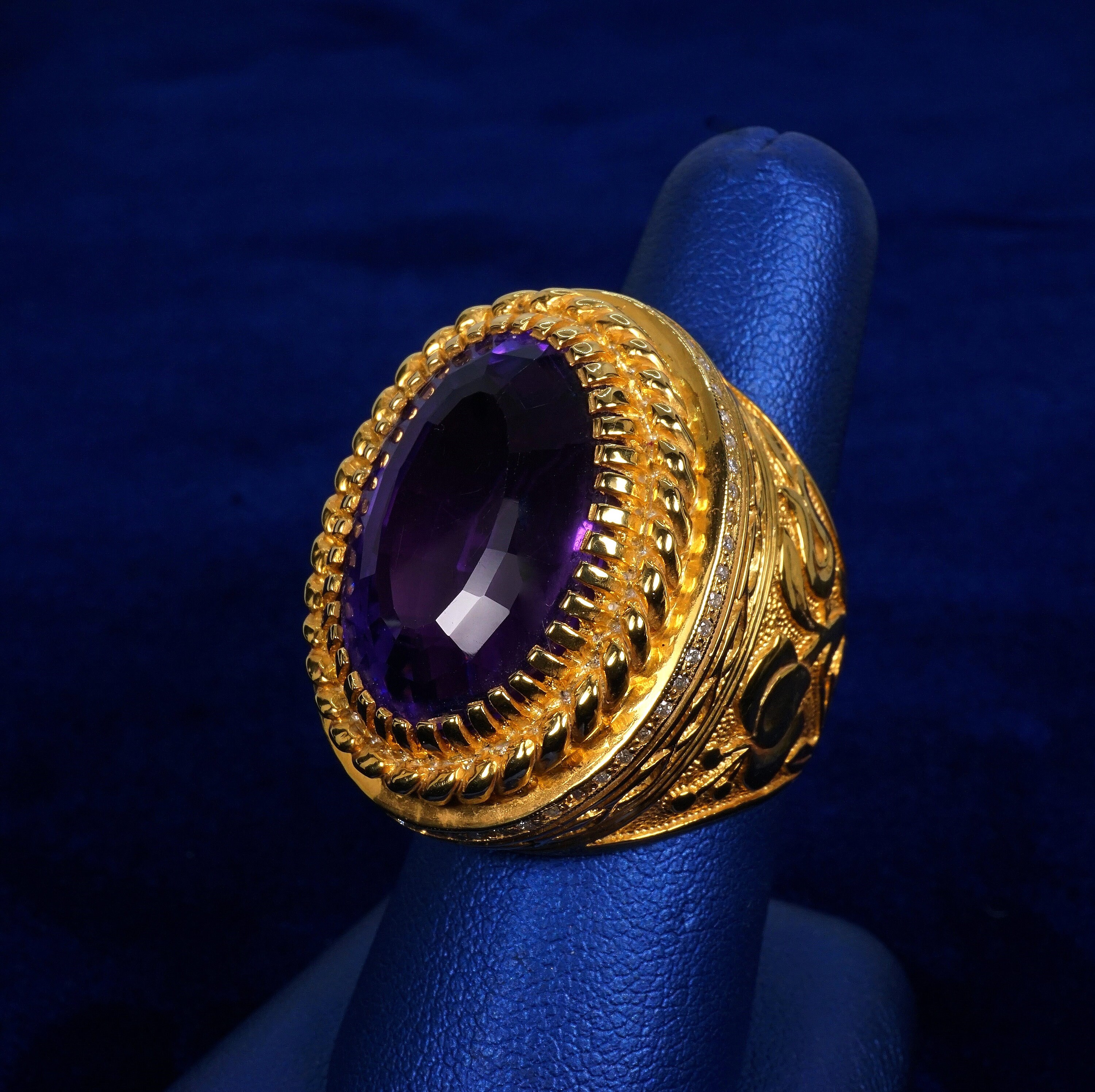 Oversize Ring Very Big Ring Large Heavy Ring Golddiamond Ring Unisex Ring Oval Ring 14K