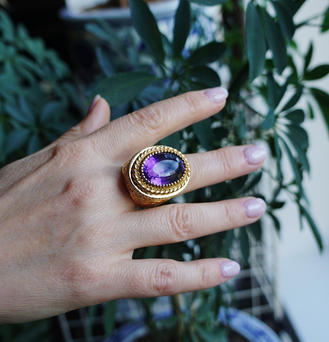 Heavy Ring Oversize Ring Very Big Ring Large Heavy Ring Gold-diamond Bishop Ring ...