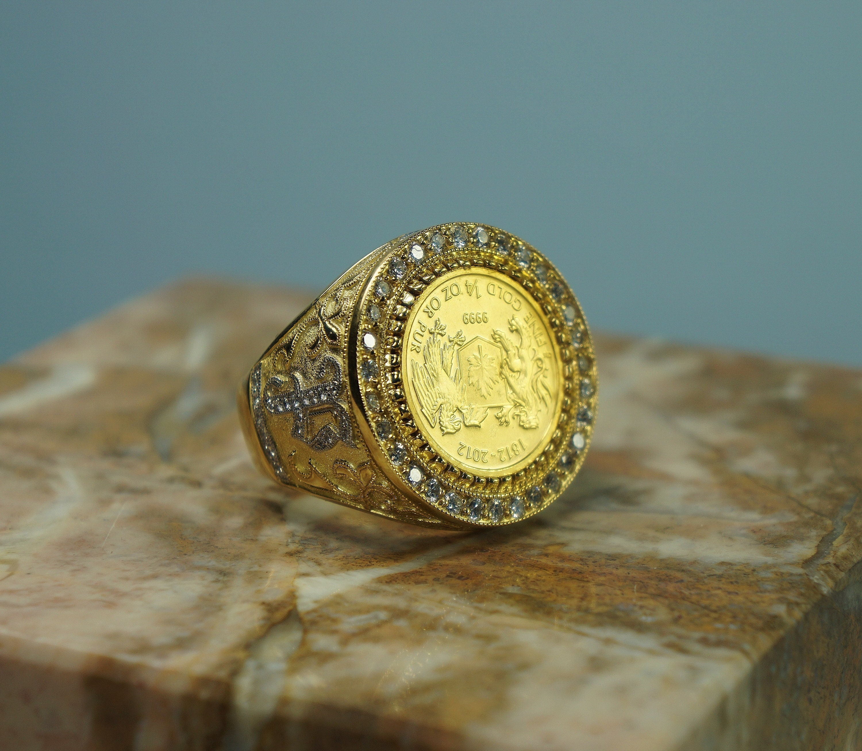 Greek Jewelry Shop - Large Wise Owl coin ring. men & women's custom size