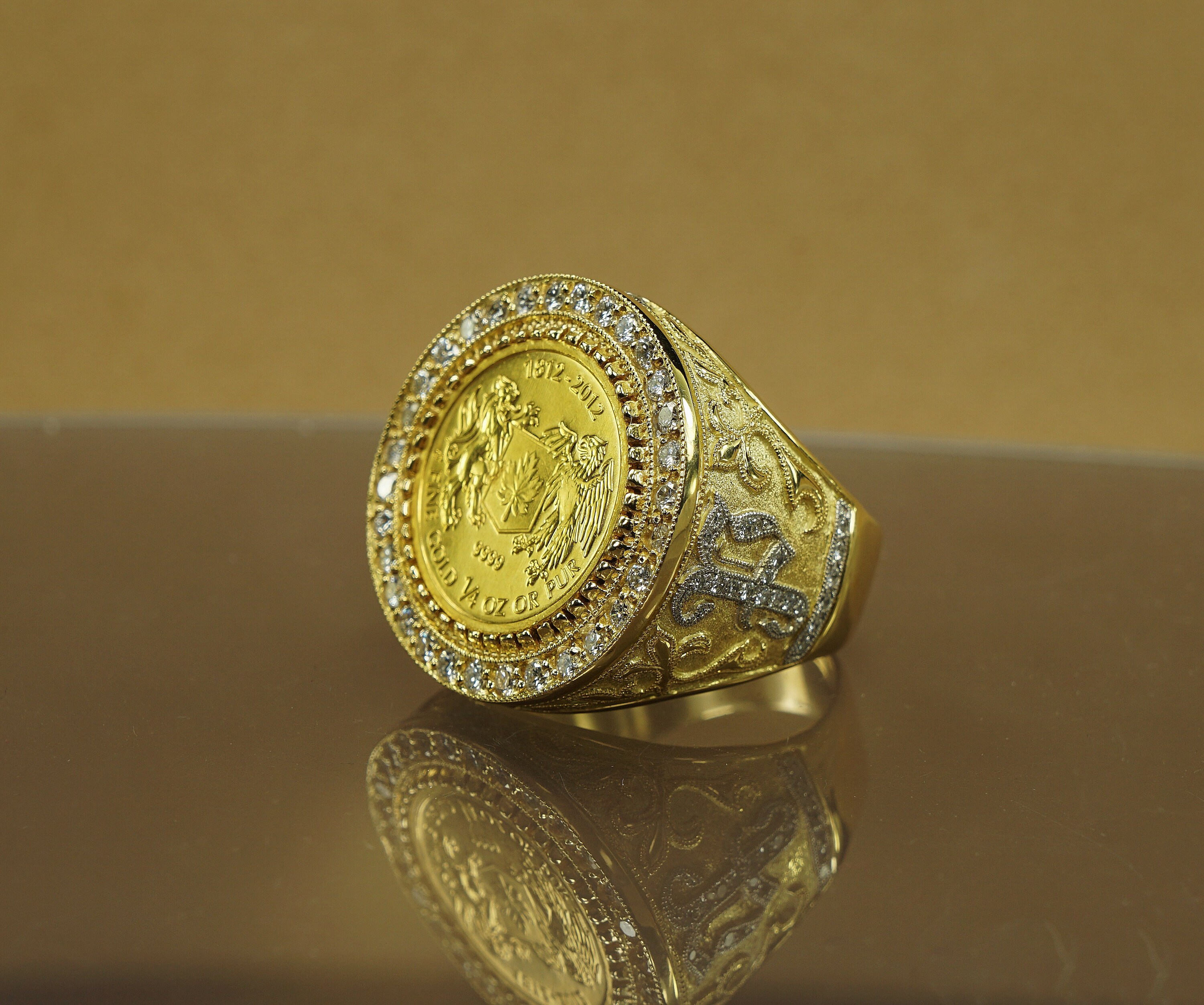 Coin Ring Big Men's Ring Signed Ring Monogram 18K - Etsy Canada