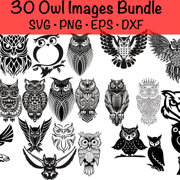 Pack of 30 Owl Images - Beautiful Tribal Owl svg , Tribal ClipArt Bohemian Craft svg , Mandala owl svg for cricut , owls svg bundle