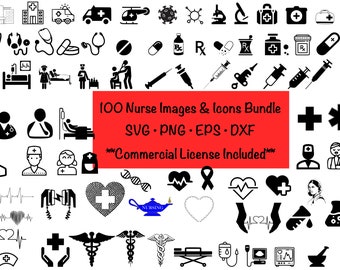100 Nurse Nursing SVG files Bundle for Cricut, Silhouette, Canva svg eps png Medical Hospital svg Nursing school clip art