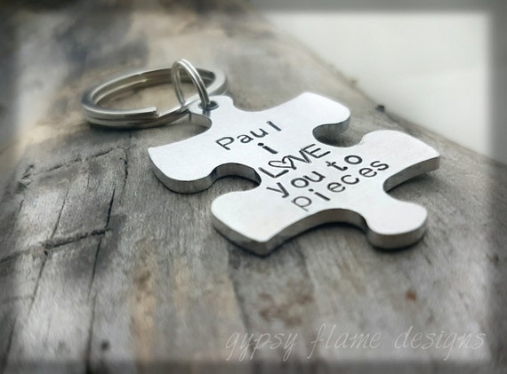 Jigsaw Puzzle Piece Pewter Key Ring Gift Pouch FREE UK Delivery!