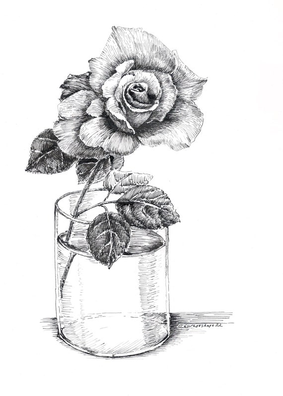 Rose Ink Sketch, Rose Drawing, Original Art Rose, Original Drawing,  Original Sketch, Flower Rose Art, Rose Artwork, Flowers Wall Decor - Etsy