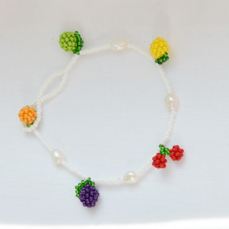 Braccialetto di perline per donna Charms misti di frutta Perline lime, ciliegia, limone, prugna, arancia, regalo per lei immagine 5