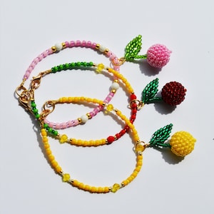 Cherry fruit bracelet charms layering bracelet Beaded  jewelry Friendship bracelets for women Cherry Beads Bracelet