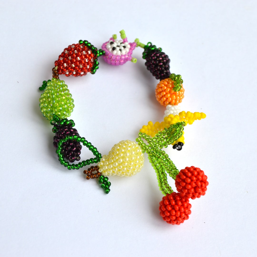 Fruits Beaded Bracelet for Women With Charms Fruit Jewelry Beads