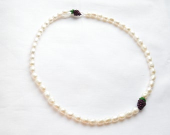 Pearl choker necklace blackberry  for women with fruits beads Summer jewelry Handmade fruit