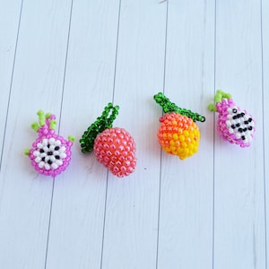 Handmade Beading Fruit Beads /earrings charms for jewelry making /Beaded Jewielry Findngs/ Beaded earrings / mango dragon fruit