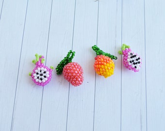 Handmade Beading Fruit Beads /earrings charms for jewelry making /Beaded Jewielry Findngs/ Beaded earrings / mango dragon fruit