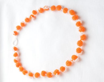 Orange Beads necklace for women fruit necklace choker with pendant Beaded  gift for women birthday Miniature Food  Fruits jewelry