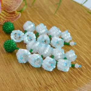 Flower wedding earrings Beaded earrings White Drop Earrings Lily of the valley Bell Handmade jewelry  Bluebel