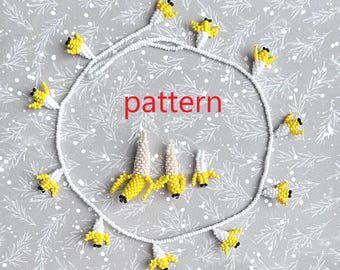 Beaded banana 3D tutorial /beading pattern / PDF / Fruits charm  three sizes /choker necklace