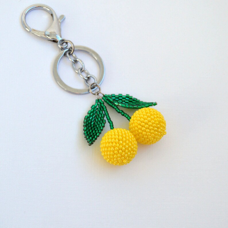Bag Charm Chain Beaded Purse Charm Yellow Key Chains for Women Etsy