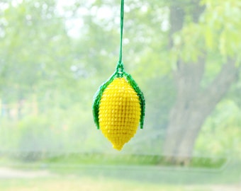 Lemon Rear view mirror charm Yellow Keychain Car accessories for woman fruit gifts Key chain Car charm decor