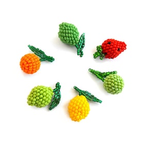 Perline di frutta fatte a mano / orecchini con ciondoli per la creazione di gioielli / accessori di gioielli con perline / orecchini con perline / arance / mele / limoni / lime