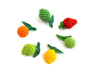 Handmade Beading Fruit Beads /earrings charms for jewelry making /Beaded Jewielry Findngs/ Beaded earrings / oranges/Apple / lemon/lime