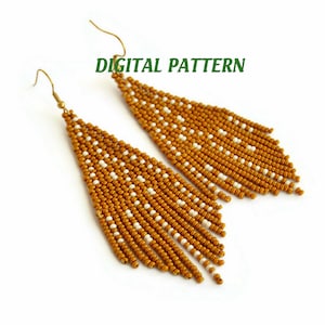 Beaded Earrings Pattern, Brick Stitch Fringe (PDF Pattern)
