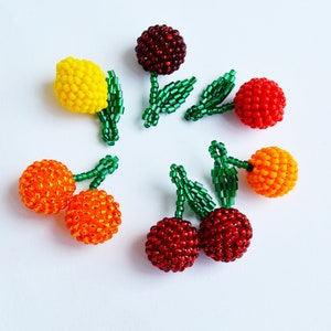 Perline di frutta fatte a mano / Perline all'ingrosso / Perline di gioielli / Orecchini di perline / Arance / Mandarini / Limoni / Ciliegie