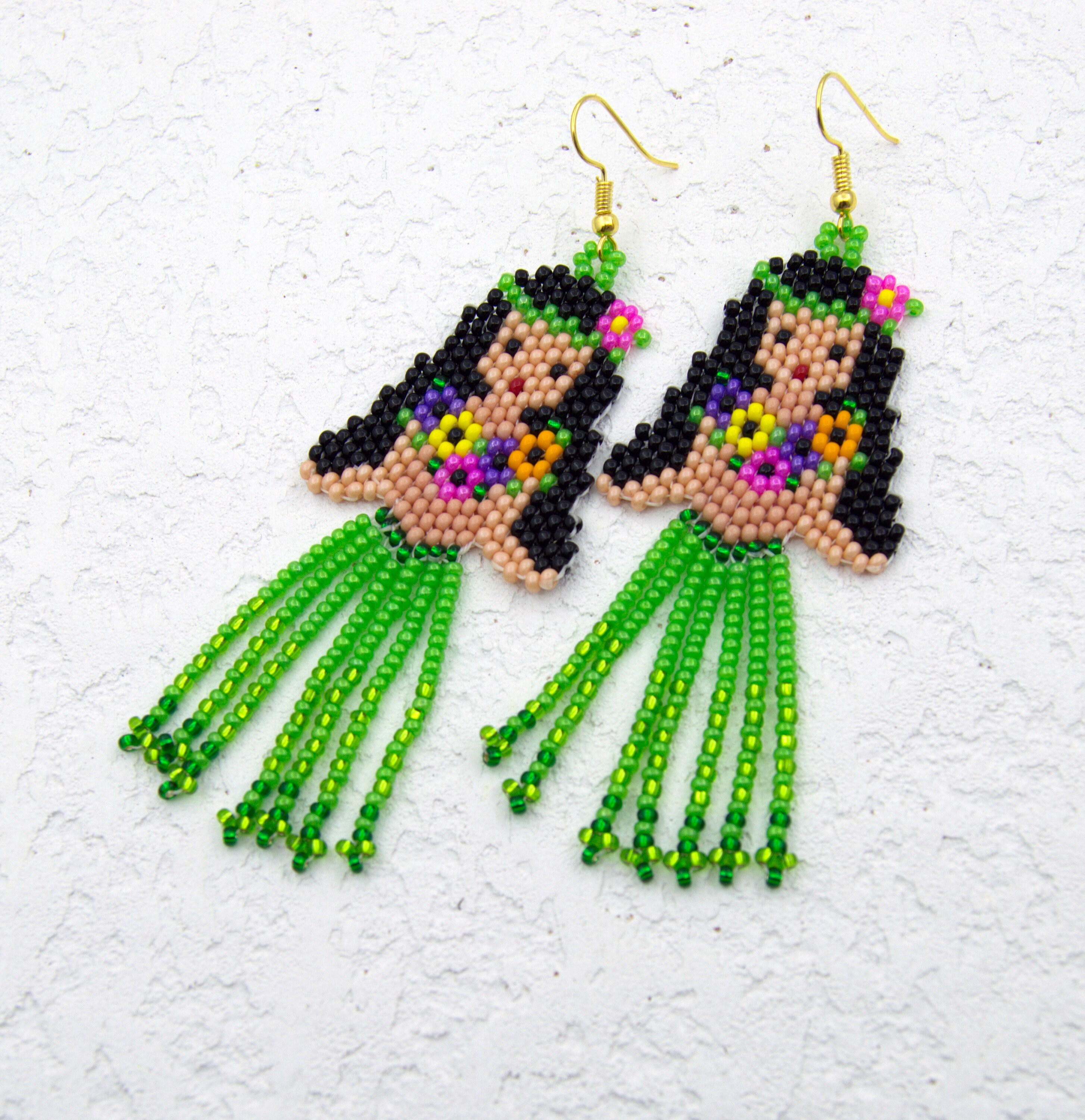 Beaded Dangle Earrings tassel Hula Girl gift for her jewelry Etsy