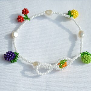 Beaded Bracelet for women Fruits mixed charms Beads lime, cherry, lemon, plum, orange, gift for her image 3
