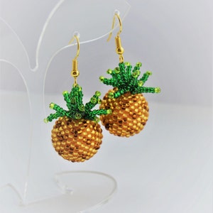 Gold Pineapple earrings Fruit earrings cyber monday Boho Jewelry Handmade earrings Fruit jewelry Gift|for|Her Boho jewelry Funny earrings